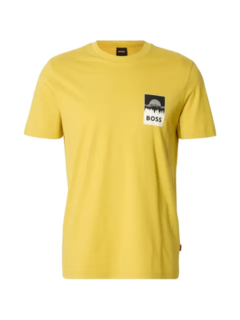 BOSS logo-print T-shirt Yellow 50556023