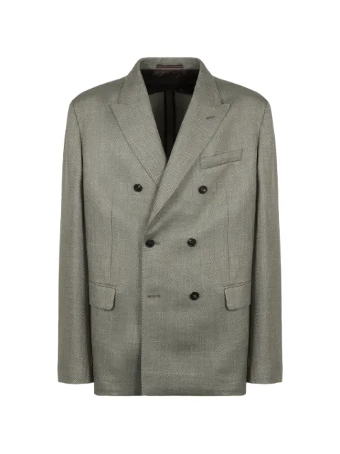 slowear double-breasted notched collar jacket Grey 63I0259426A