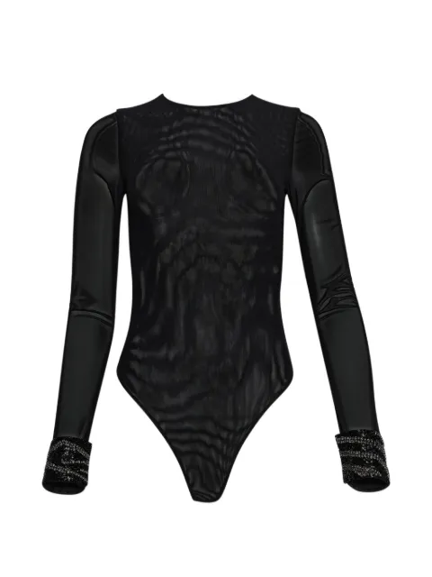 GRACE FAENA Zebra embellished bodysuit Black GF2410