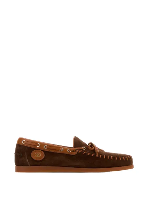 Valentino Garavani lace-detail boat shoes Brown YS0K85BTL