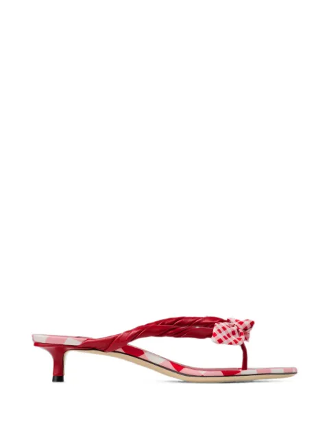 Jimmy Choo Liss 35 ruby red mix mixed gingham cotton mule sandals with gingham bow Red LISS35BYB