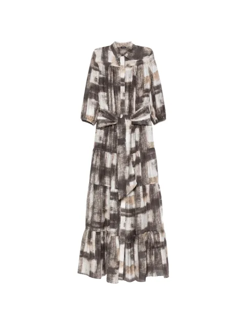 Kiton tie-waist tiered maxi dress Brown D55333K0592G04005