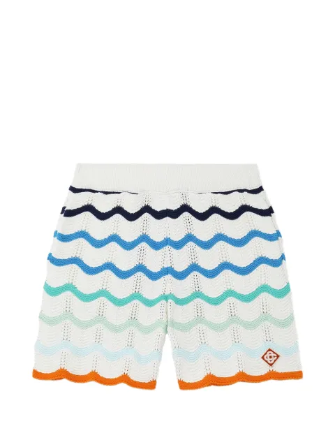 Casablanca Gradient Wave crochet shorts White MS25KW98101