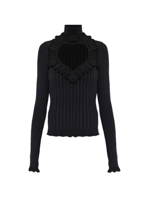 Balenciaga ruffled heart-cutout sweater Black 857209T3426