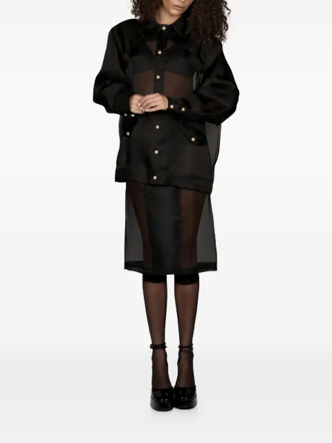 Mia Peculiar pearl-button shirt Black 01MPOS02