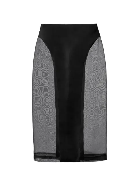 Mia Peculiar sheer-detail midi skirt Black 01MPOS01