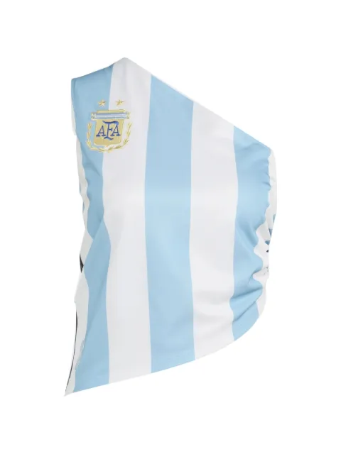adidas striped one-shoulder top White KE2295