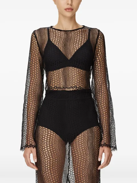 Mia Peculiar openwork T-shirt Black 01MPBLA02