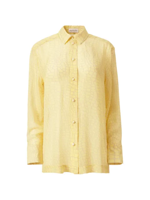 Mia Peculiar pearl-button crocodile-print shirt Yellow 01MPPS01