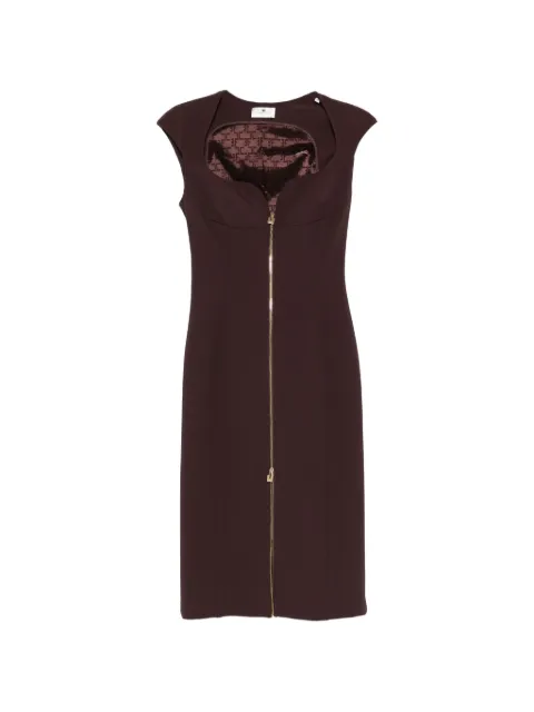 Elisabetta Franchi zip-up midi dress Brown AB90061E2