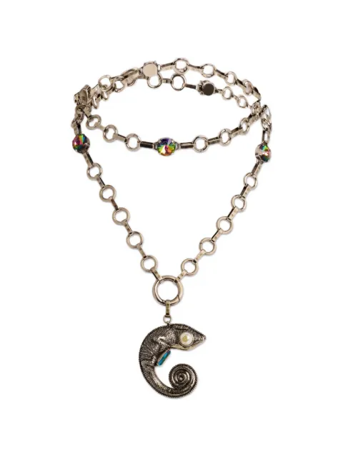 ETRO necklace with Arnica chameleon and crystals Silver WF5C0058AM061