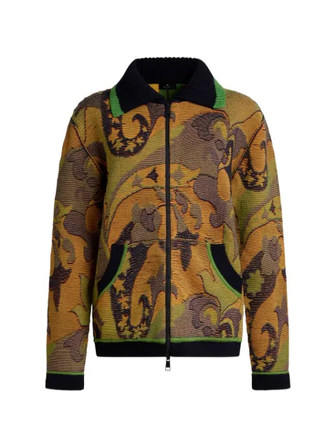 ETRO jacquard cardigan with zip and floral paisley motif Green WRKP0041AQ439