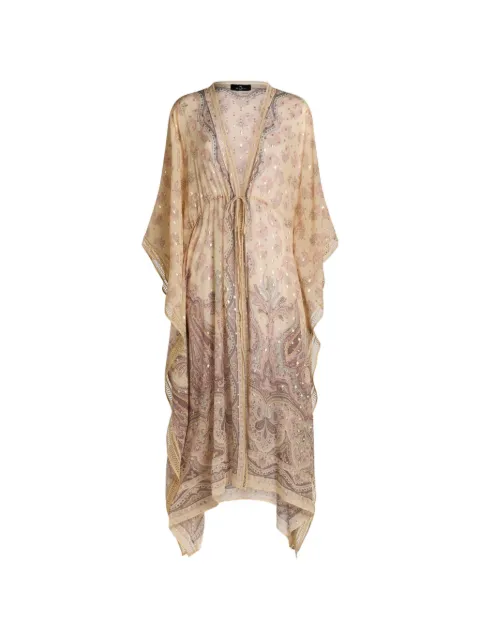ETRO silk kaftan with placed print Neutrals WRPA002199SPA26