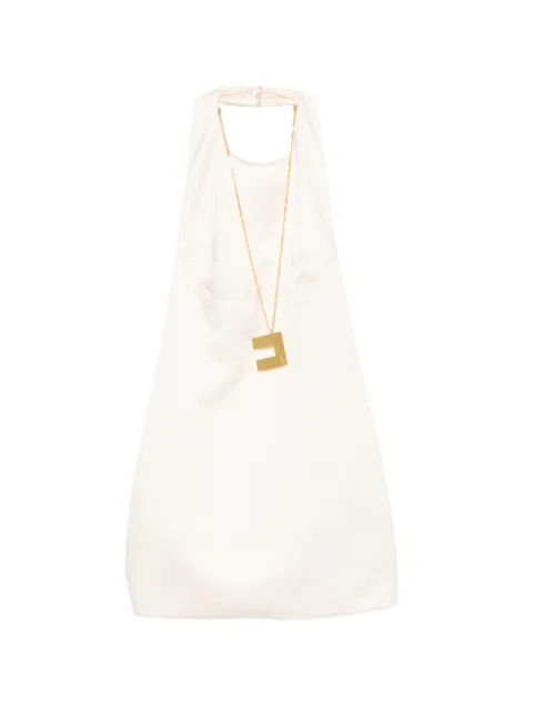 Elisabetta Franchi mini dress in Duchess satin with necklace Neutrals AB87162E2