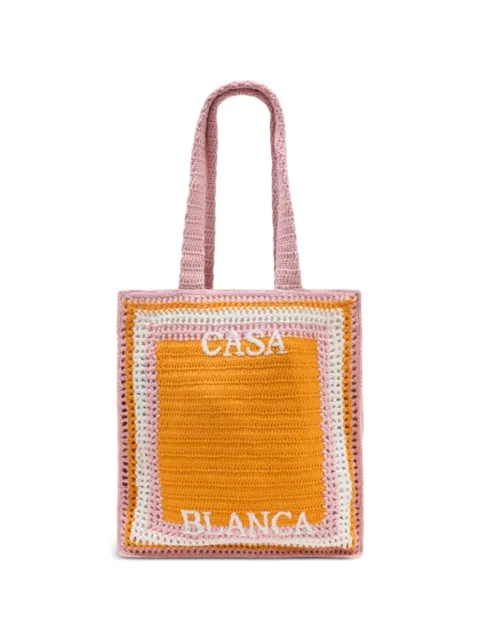 Casablanca stripe crochet tote bag Pink ASP26BAG17701