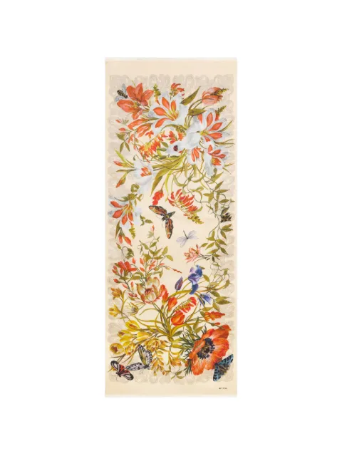 ETRO silk scarf with flora and fauna motif Neutrals WATA0010AKE61