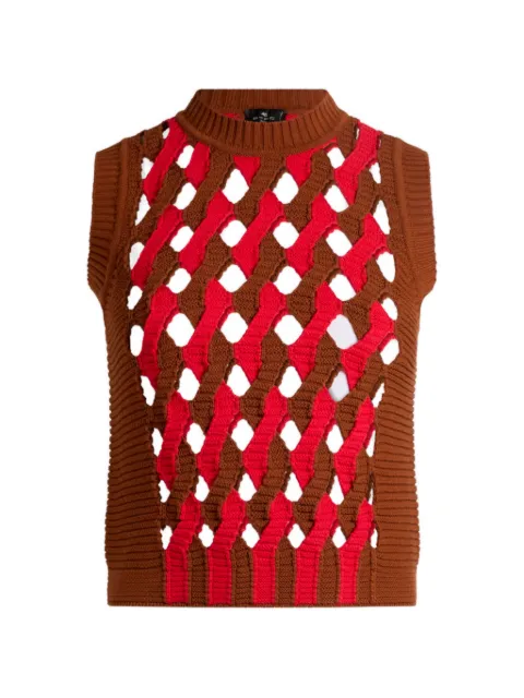 ETRO openwork knit waistcoat Brown WRKE0405AQ438