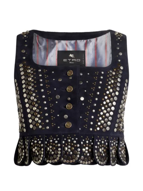 ETRO studded leather vest Blue WROB0015AP455
