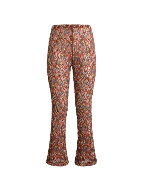 ETRO straight-leg lace trousers with bead and sequin embroidery Brown WREA0084AR502