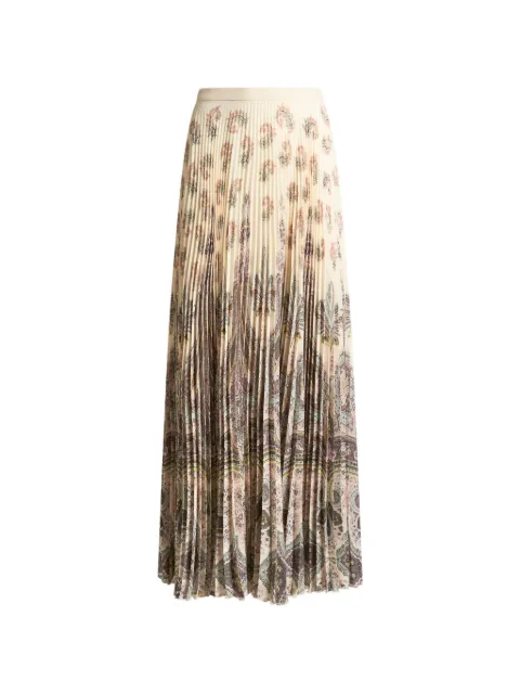 ETRO pleated maxi skirt with placed print Neutrals WRFA0201AKI01