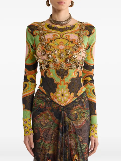 ETRO see-through metal crop top with crystals Gold WRJA0203AV115