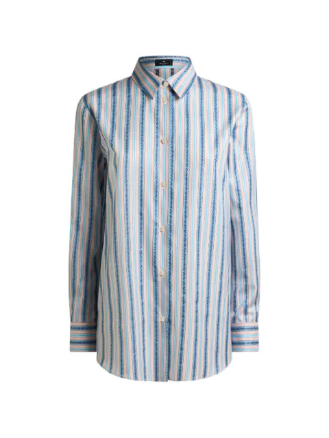 ETRO striped cotton jacquard shirt with fil coupé Paisley Neutrals WRIA001399TJ5F2