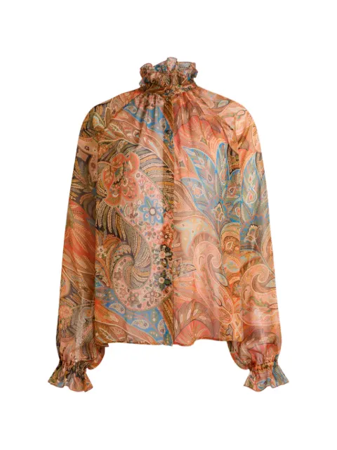 ETRO silk shirt with ruffles and paisley motif Orange WRIA0109AKI48