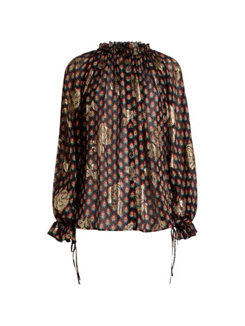 ETRO silk shirt with fil coupé roses and tie-inspired motif Black WRIA010799SAA84
