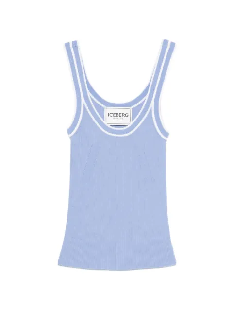 Iceberg ribbed trim knit top Blue A0029512