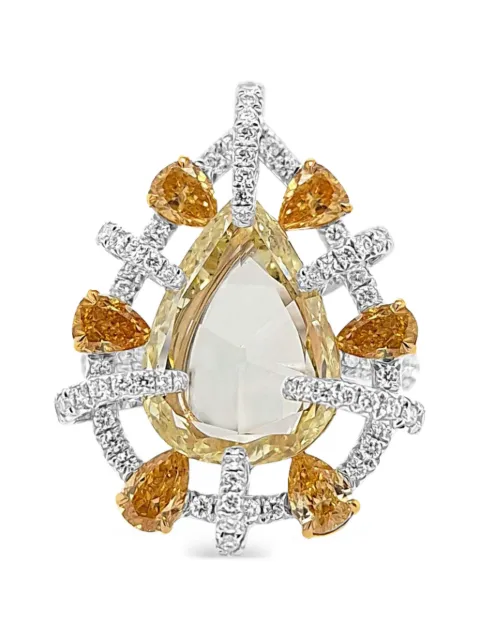 HYT Jewelry pear-shaped diamond cocktail ring Silver R1162HR