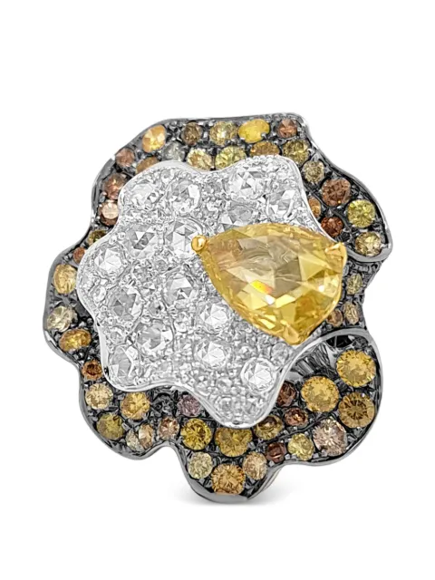 HYT Jewelry cluster-effect diamond cocktail ring Silver R1200HR