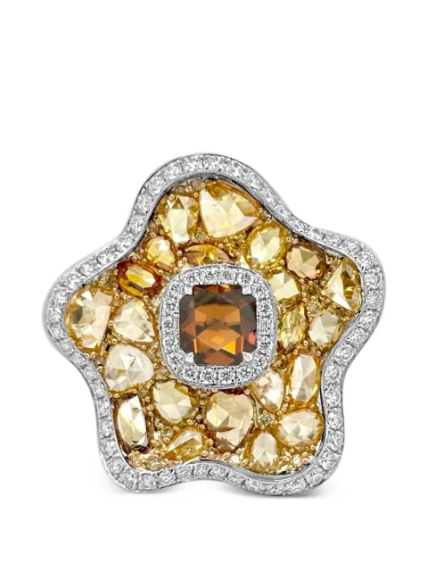 HYT Jewelry flower-shape diamond statement ring Silver R1229HR
