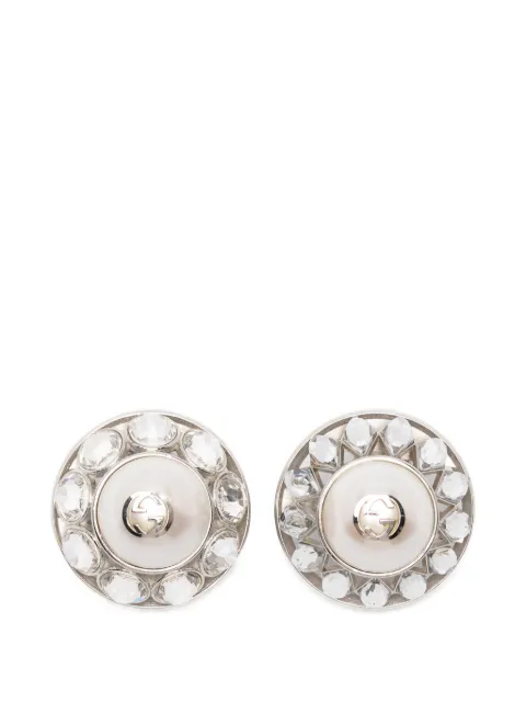 Gucci Pre-Owned 2020s Interlocking G crystal-embellished earrings Silver GU350ALG