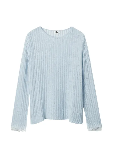 b+ab lace-trim long-sleeve sweater Blue 6S312AS