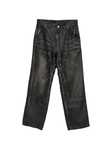KAMIYA panelled leather trousers Black G16PT012