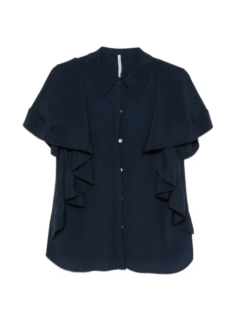Liviana Conti ruffled short-sleeve blouse Blue F6ST07