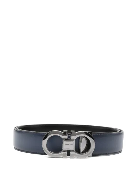 Ferragamo logo-buckle leather belt Blue 790261
