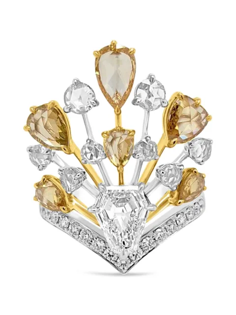HYT Jewelry fan-shaped diamond cocktail ring Silver R1157HR