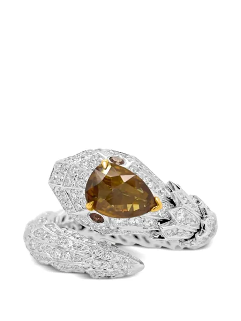 HYT Jewelry serpent-shape diamond cocktail ring Silver R1199HR