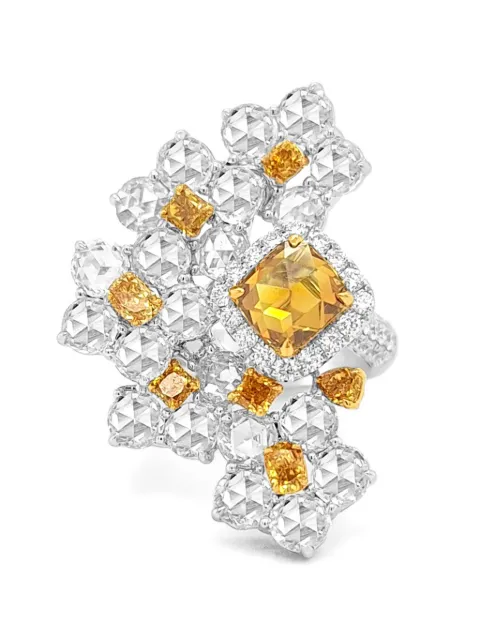HYT Jewelry floral-shape diamond cocktail ring Silver R1174HR