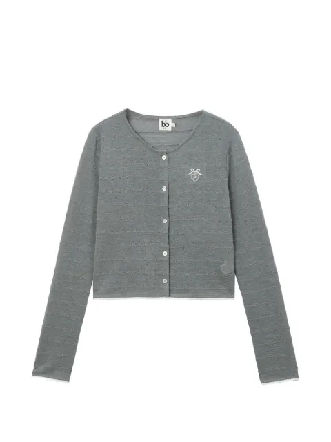 b+ab embroidery cropped cardigan Grey 6S619AS