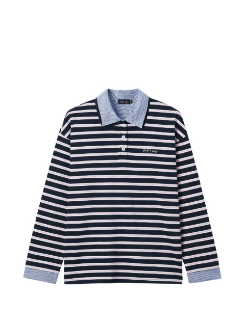 tout a coup striped long-sleeve polo shirt Blue M645BS6