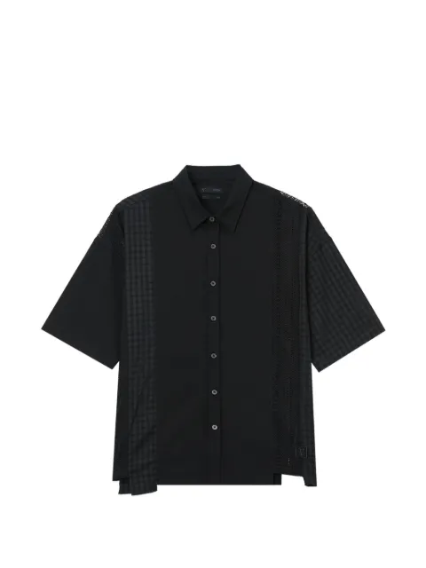 FIVE CM check-panel short-sleeve shirt Black 5CXSRM00415X