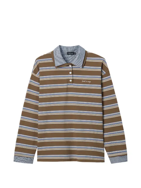 tout a coup striped collared polo top Brown M645AS6