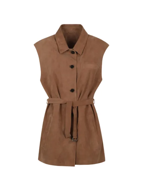 Desa 1972 button belted jacket Brown K14950SUEDECARAMEL