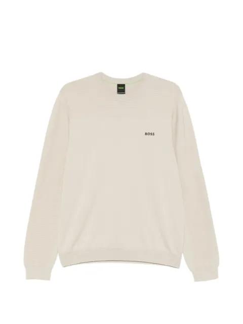 BOSS ribbed crew-neck sweater Neutrals 50547507