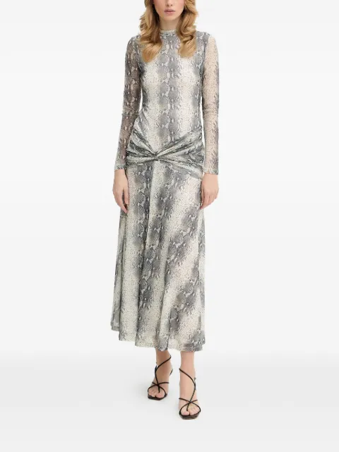 Bardot Lea snakeskin-print long-sleeve maxi dress Neutrals 60243DB