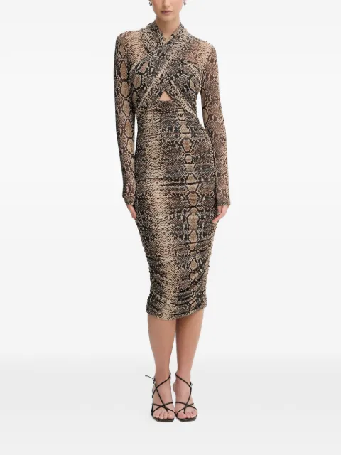Bardot cut-out print midi dress Neutrals 56305DB4