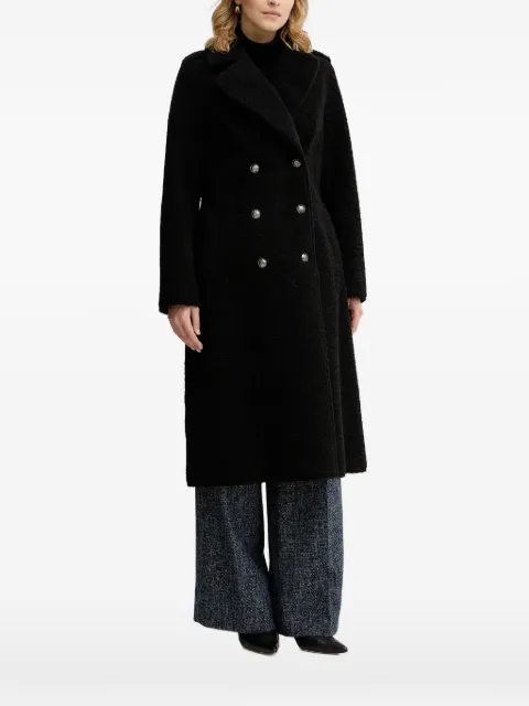 GUESS USA double-breasted faux-fur coat Black W5BL62W4190