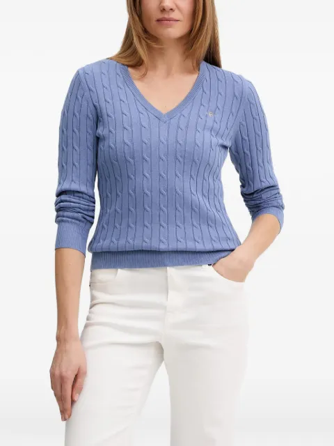Gant V-neck cable sweater Blue 4800101